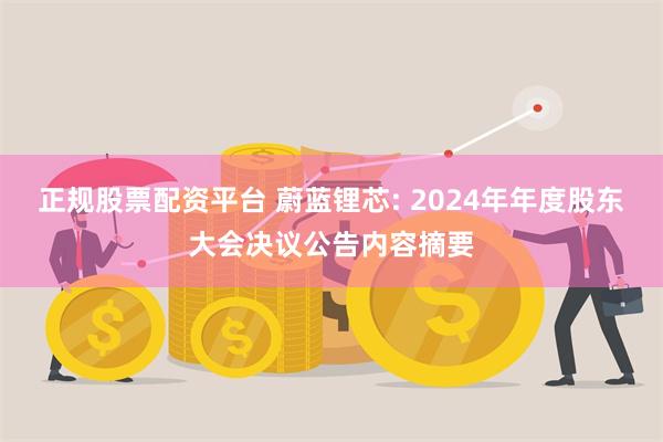 正规股票配资平台 蔚蓝锂芯: 2024年年度股东大会决议公告内容摘要