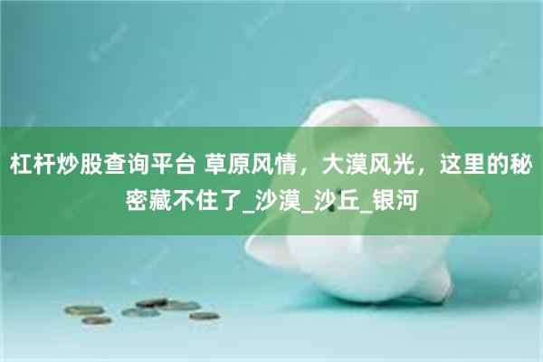 杠杆炒股查询平台 草原风情，大漠风光，这里的秘密藏不住了_沙漠_沙丘_银河